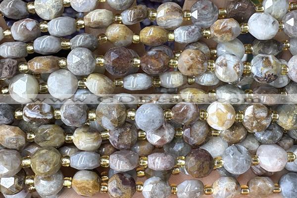 COIN242 15 inches 8mm faceted coin jasper gemstone beads