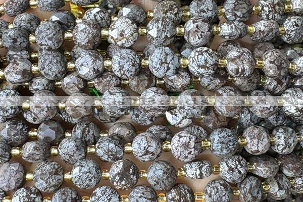 COIN244 15 inches 8mm faceted coin jasper gemstone beads