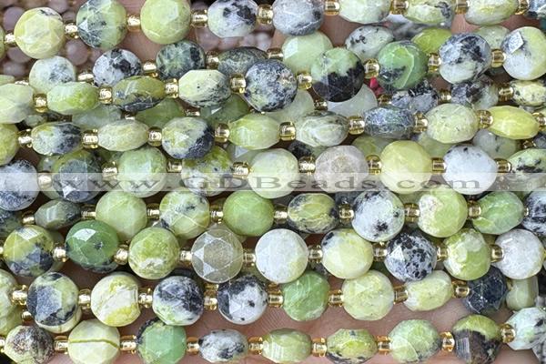 COIN245 15 inches 8mm faceted coin chrysotine gemstone beads