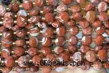 COIN249 15 inches 8mm faceted coin red jasper gemstone beads