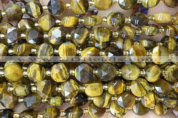 COIN251 15 inches 8mm faceted coin tiger eye gemstone beads