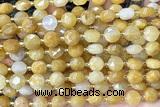 COIN253 15 inches 8mm faceted coin yellow jade gemstone beads