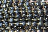 COIN263 15 inches 8mm faceted coin obsidian gemstone beads