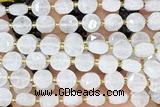 COIN270 15 inches 10mm faceted coin white jade beads