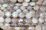 COIN272 15 inches 10mm faceted coin rose quartz beads