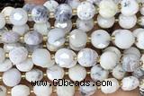 COIN273 15 inches 10mm faceted coin white opal beads