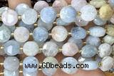 COIN281 15 inches 10mm faceted coin morganite gemstone beads