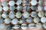 COIN283 15 inches 10mm faceted coin seaweed quartz gemstone beads