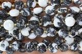 COIN288 15 inches 10mm faceted coin black & white jasper beads