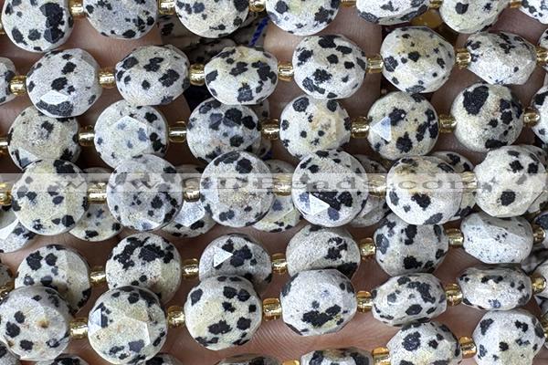 COIN289 15 inches 10mm faceted coin sesame jasper beads