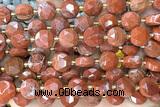 COIN293 15 inches 10mm faceted coin red jasper gemstone beads