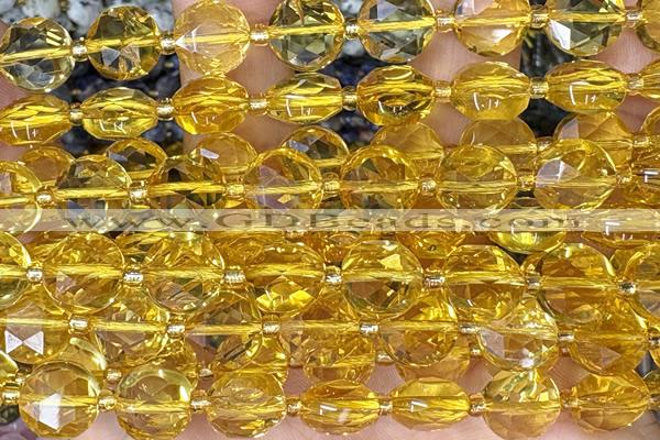 COIN296 15 inches 10mm faceted coin citrine gemstone beads