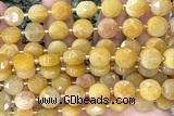 COIN297 15 inches 10mm faceted coin yellow jade beads
