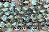 COIN302 15 inches 10mm faceted coin African turquoise beads