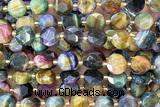 COIN304 15 inches 10mm faceted coin tiger eye beads