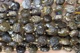 COIN309 15 inches 10mm faceted coin bronzite gemstone beads