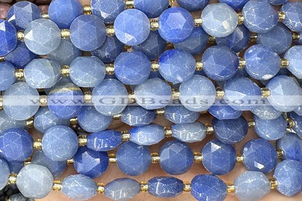 COIN310 15 inches 10mm faceted coin blue aventurine beads