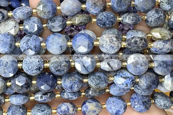 COIN312 15 inches 10mm faceted coin dumortierite gemstone beads