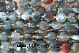 COIN314 15 inches 10mm faceted coin blood jasper beads