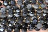 COIN319 15 inches 10mm faceted coin obsidian gemstone beads