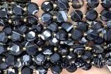 COIN320 15 inches 10mm faceted coin banded agate beads