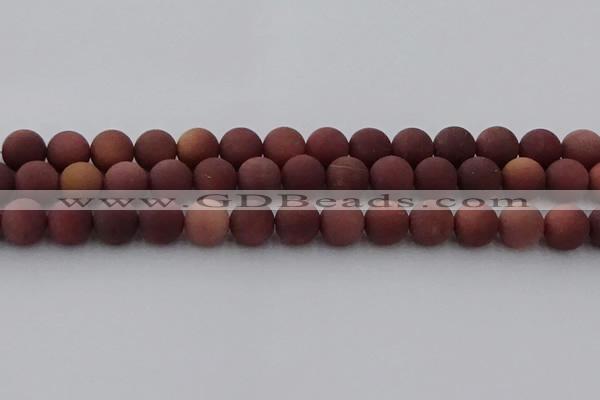 COJ474 15.5 inches 12mm round matte African blood jasper beads