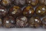 COP1390 15.5 inches 12mm faceted round fire lace opal beads