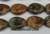 COP761 15.5 inches 15*20mm flat teardrop green opal gemstone beads