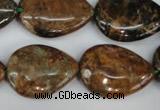 COP762 15.5 inches 18*25mm flat teardrop green opal gemstone beads