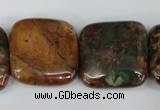 COP766 15.5 inches 25*25mm square green opal gemstone beads