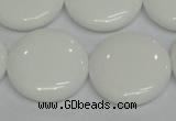 CPB100 15.5 inches 25mm flat round white porcelain beads wholesale