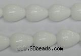 CPB23 15.5 inches 12*16mm teardrop white porcelain beads wholesale