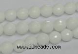 CPB33 15.5 inches 8mm faceted round white porcelain beads wholesale
