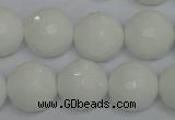 CPB37 15.5 inches 16mm faceted round white porcelain beads wholesale