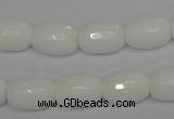 CPB41 15.5 inches 10*14mm faceted drum white porcelain beads