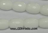 CPB42 15.5 inches 12*16mm faceted drum white porcelain beads