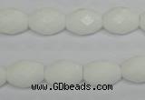 CPB46 15.5 inches 10*14mm faceted rice white porcelain beads