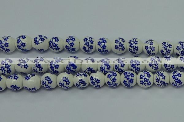 CPB504 15.5 inches 12mm round Painted porcelain beads