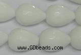CPB54 15.5 inches 15*20mm faceted teardrop white porcelain beads