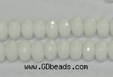 CPB59 15.5 inches 6*10mm faceted rondelle white porcelain beads