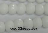 CPB61 15.5 inches 10*14mm faceted rondelle white porcelain beads