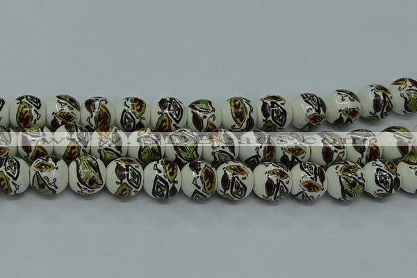 CPB645 15.5 inches 14mm round Painted porcelain beads