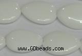 CPB92 15.5 inches 18*25mm flat teardrop white porcelain beads wholesale