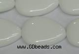 CPB93 15.5 inches 20*30mm flat teardrop white porcelain beads wholesale