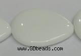 CPB94 15.5 inches 30*40mm flat teardrop white porcelain beads wholesale