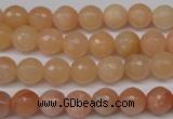 CPE12 15.5 inches 8mm faceted round peach stone beads wholesale