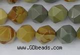 CPJ572 15.5 inches 10mm faceted nuggets wildhorse picture jasper beads