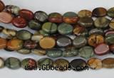 CPJ81 15.5 inches 6*8mm oval picasso jasper gemstone beads