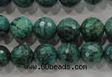 CPT216 15.5 inches 12mm faceted round green picture jasper beads