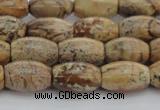 CPT272 15.5 inches 8*12mm rice picture jasper beads wholesale
